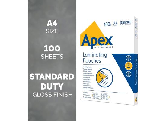 Fellowes Apex A4 Laminating Pouches 125Mic